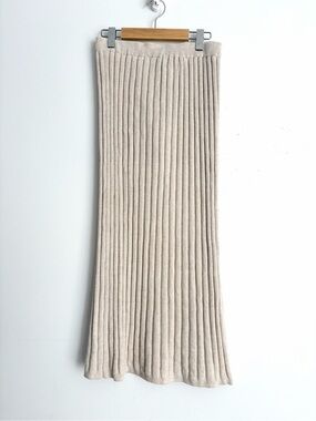 Vintage 90s Climax by Sacha Cotton Linen Ribbed Minimalist Midi Skirt